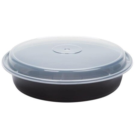 Pactiv Pactiv NC948B CPC 48 oz Black Round Container & Lid - Case of 150 NC948B  CPC